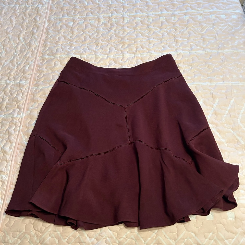 Ann Taylor Burgundy Skater Modest A-Line Skirt Size 10